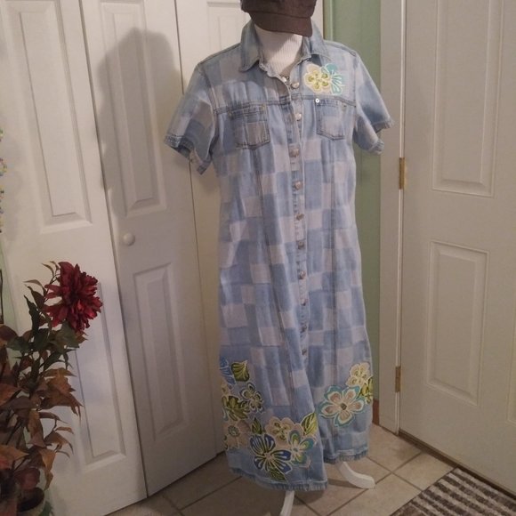 Baccini Dresses & Skirts - 2442 Jeaniemade Size 16 (XL) Baccini Upcycled Jean Dress
